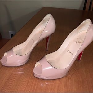 SOLD - Christian Louboutin nude peep-toe heels size 38